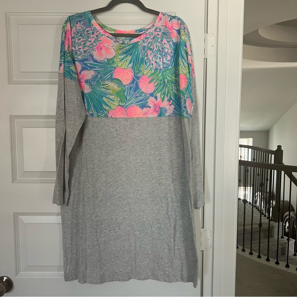 Lilly Pulitzer Finn Dress Multi Swizzle In Long Sleeve Shirtdress